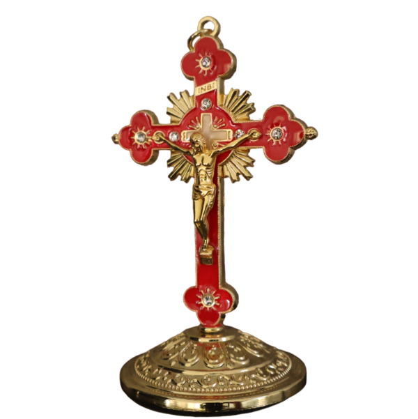 Red Crucifix Car Statue